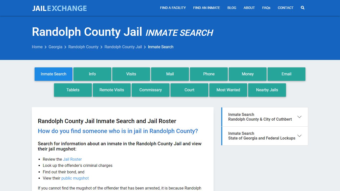 Inmate Search: Roster & Mugshots - Randolph County Jail, GA