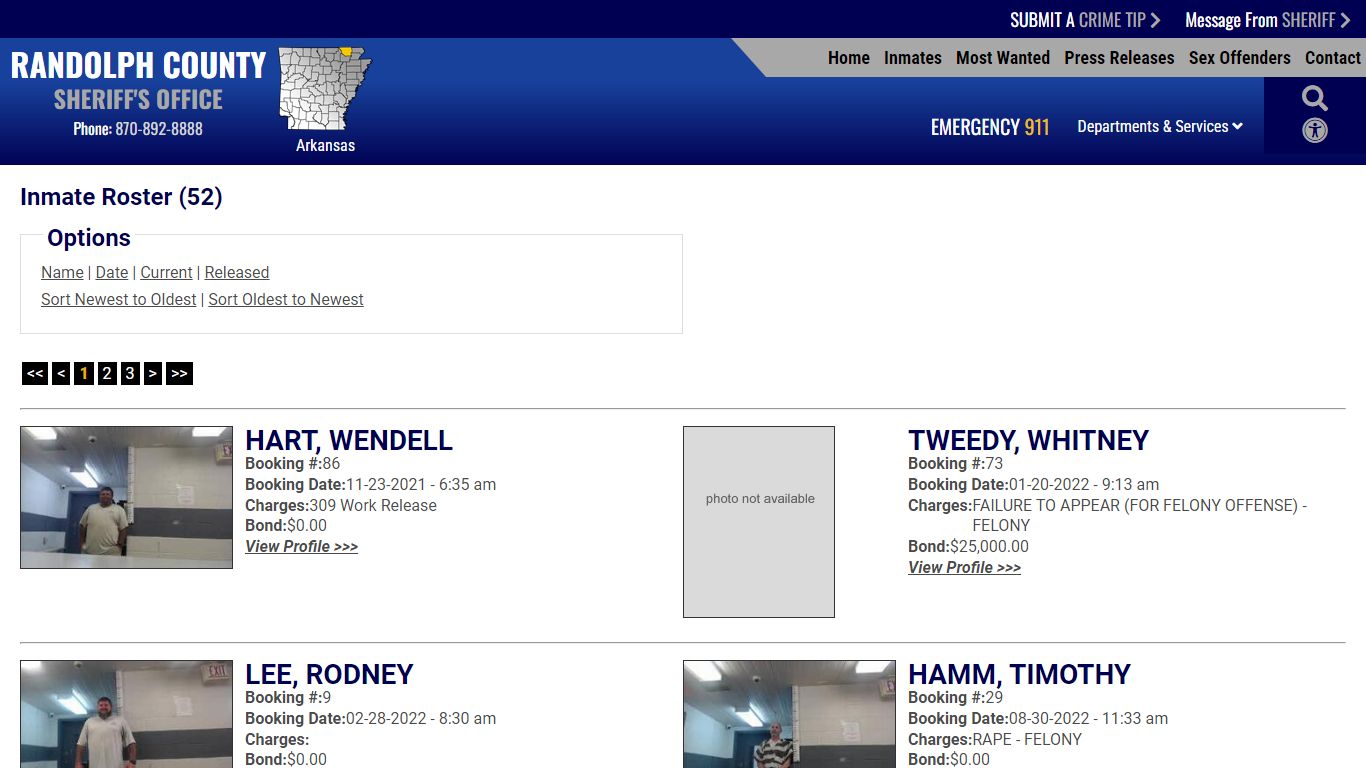 Current Inmates Booking Date Ascending - Randolph County Sheriff