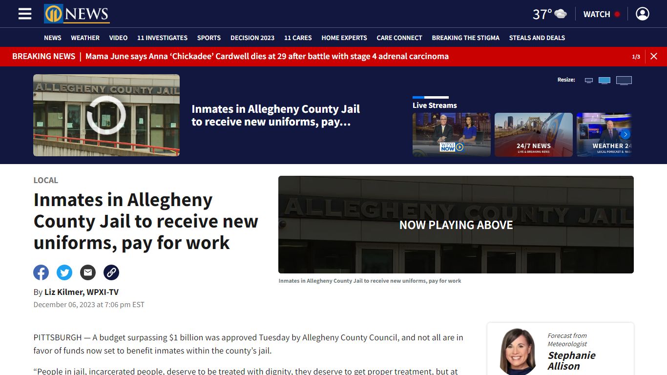 Inmates in Allegheny County Jail to receive new uniforms, pay ... - WPXI